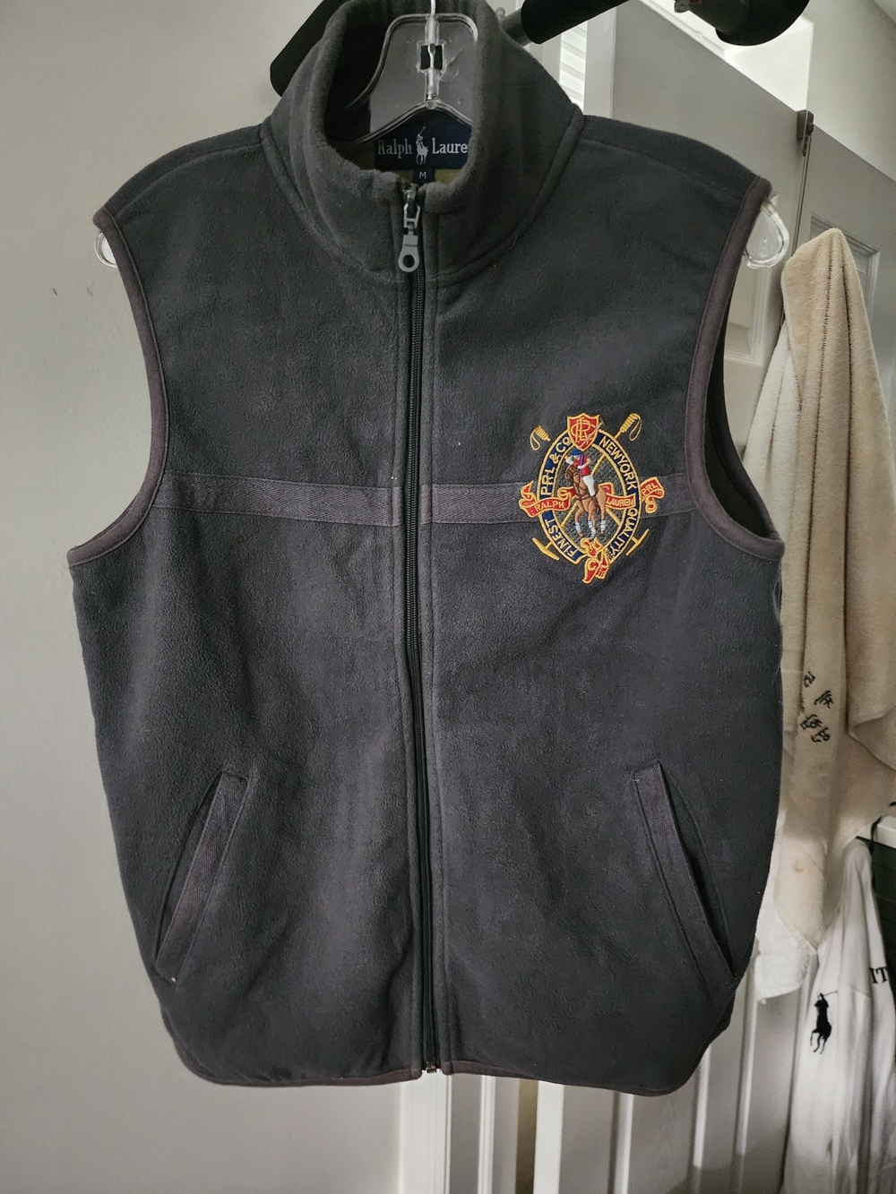 Ralph Lauren Fleece Vest with Embroidered Crest Patch